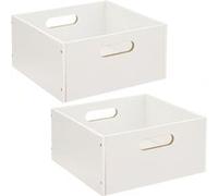 Lot de 2 Boîtes de rangement carrée en MDF - L. 31 x H. 15 cm - Blanc