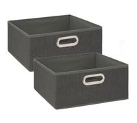 Toilinux Boîtes de rangement en tissu MIX'N MODUL Lot de 2 L31 x H15 cm Gris foncé chiné