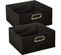 Lot de 2 Boites de rangement en tissu l.31 x h. 15 cm - Noir