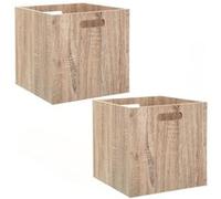 Toilinux.com Lot de 2 Boîtes de Rangement Effet Bois en MDF Mix n' modul - L. 31 x l. 31 cm - Beige, Effet Bois