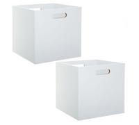 Toilinux Boîtes de rangement Mix n' modul – Effet bois MDF – L.31 x l.31 cm – Lot de 2 – Blanc