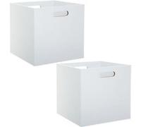 Toilinux Boîtes de rangement Mix n' modul – Effet bois MDF – L.31 x l.31 cm – Lot de 2 – Blanc