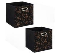 Toilinux - Lot de 2 boites de rangement en tissu Casual - 31x31x31cm - Noir