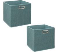 Toilinux - Lot de 2 boîtes de rangement en tissu MIX'N MODUL - Carré 31x31x31 cm - Bleu chiné