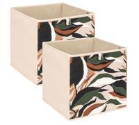 Toilinux - Lot de 2 boites de rangement LAURIA - L. 31 x l.31 x H. 31 cm - Beige