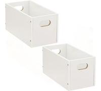 Toilinux - Lot de 2 Boîtes de rangement rectangulaire en MDF - L. 31 x H. 15 cm - Blanc