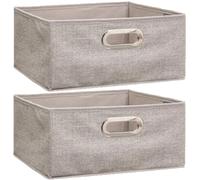 Toilinux Lot de 2 boîtes de rangement tissu - Beige chiné
