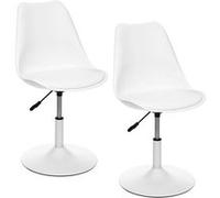 Toilinux - Lot de 2 Chaises ajustables en hauteur en polypropylène avec coussin - Blanc - Aiko noir G