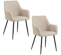 Toilinux - Lot de 2 chaises avec accoudoirs LIZZY - Beige - Lizzy