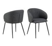 Toilinux - Lot de 2 chaises avec accoudoirs SÖREN - Gris anthracite avec pieds noirs - SÖREN Gris G