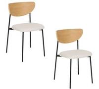 Toilinux - Lot de 2 chaises avec pieds en métal JAISA - Beige - Jaisa Beige G