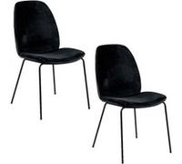 Toilinux - Lot de 2 chaises Billie en velours et métal - Noir noir G