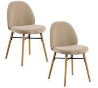 Toilinux - Lot de 2 chaises CLARA - Beige - Clara