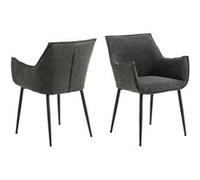 Toilinux - Lot de 2 chaises de salle à manger avec accoudoirs SORRENTO - Gris anthracite - SORRENTO gris G
