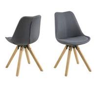 Toilinux - Lot de 2 Chaises de salle à manger en tissu et bois - Gris - Dona gris G