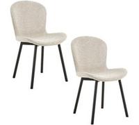 Toilinux - Lot de 2 chaises de salle à manger ESRA - Beige - Esra