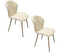 Toilinux - Lot de 2 chaises de salle à manger LINA - Beige - Lina