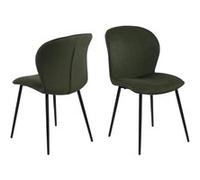 Toilinux - Lot de 2 chaises de salle à manger Lina - Velours côtelé vert olive - LINA vert G
