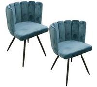 Toilinux - Lot de 2 Chaises design effet velours Ariel - Bleu canard - Ariel Bleu G
