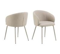 Toilinux - Lot de 2 chaises en tissu avec accoudoirs SÖREN - Beige avec pieds gris - SÖREN G