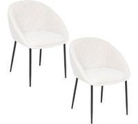 Toilinux - Lot de 2 chaises en tissu chenille SELISO - Beige - SELISO Beige G