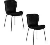Toilinux - Lot de 2 chaises Léonce en velours et métal - Noir - LEONCE noir G