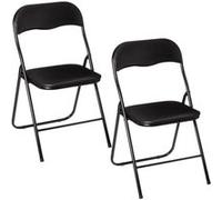 Toilinux - Lot de 2 Chaises pliantes en PVC - Noir Noir G