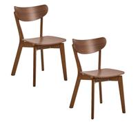 Toilinux - Lot de 2 chaises rétro en bois effet noyer SUZANNE - Marron - Suzanne