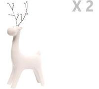 Lot de 2 Décoration de Noël design Renne Ice Xmas - Blanc