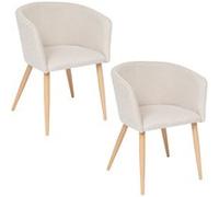 Toilinux - Lot de 2 fauteuils à diner en velours MARLO - Beige - Marlo Beige G