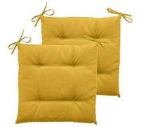 Toilinux - Lot de 2 galettes de chaise d'extérieur Korai - 40 x 40 cm - Jaune - Déperlant Jaune
