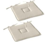 Toilinux - Lot de 2 galettes de chaise en coton PANAMA - Ecru - Panama Blanc