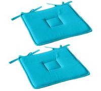Toilinux - Lot de 2 galettes de chaise en coton PANAMA - Turquoise - Panama Vert
