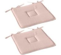 Toilinux - Lot de 2 galettes de chaise PANAMA en coton et mousse PU 40x40 cm Rose