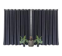 Toilinux - Lot de 2 grands Rideaux unis occultants avec œillets - 300 x 240 cm - Noir