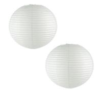 Toilinux - Lot de 2 lanternes boule en papier - Diam. 60 cm. - Blanc