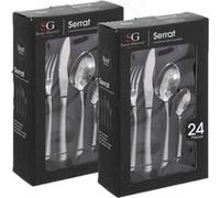 Toilinux - Lot de 2 Ménagères Serrat en Acier Inoxydable - 48 Couverts - Argent - Serrat Argent G
