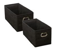 Toilinux - Lot de 2 paniers de rangement en tissu avec poignée MIX'N MODUL - L.31 x l.15 x H.15 cm - Noir