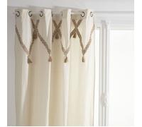 Lot de 2 Rideaux Carmen à Pompons en jute - 140 cm x 260 cm - Beige