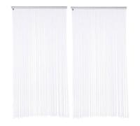 Toilinux - Lot de 2 rideaux fils décoratifs - 90 x 200 cm - Blanc