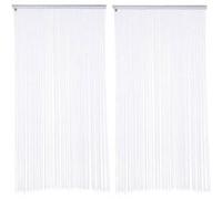 Toilinux - Lot de 2 rideaux fils décoratifs - 90 x 200 cm - Blanc