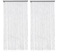 Lot de 2 rideaux fils décoratifs - 90 x 200 cm - Gris