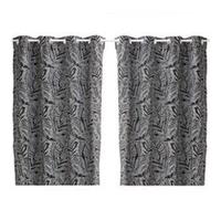 Lot de 2 Rideaux Folha au tissage jacquard - 140 x 260 cm - Noir et Blanc