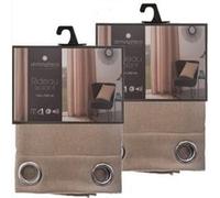 Toilinux - Lot de 2 Rideaux isolants Tim 8 œillets - 140 x 260 cm - Couleur lin - Tim Beige G
