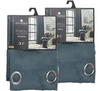 Lot de 2 rideaux occultants avec 8 œillets LOUISA - 140 x 260 cm - Bleu canard