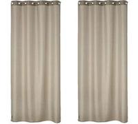Toilinux - Lot de 2 rideaux occultants avec 8 œillets LOUISA - 140 x 260 cm - Marron clair - LOUISA Beige G