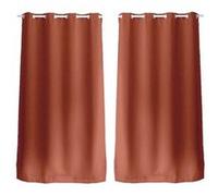 Lot de 2 Rideaux occultants Basic à 8 œillets - 140 x 240 cm - Orange terre cuite