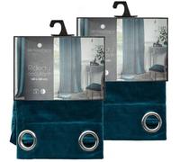 Lot de 2 Rideaux occultants en polyester effet velours - Bleu canard - 140 x 260 cm