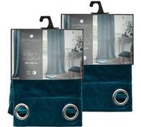 Lot de 2 Rideaux occultants en polyester effet velours - Bleu canard - 140 x 260 cm