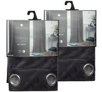 Lot de 2 Rideaux occultants en polyester effet velours - Gris foncé - 140 x 260 cm
